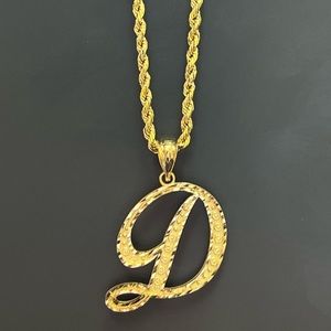 14K Gold initial D Pendant Necklace D B M H J R